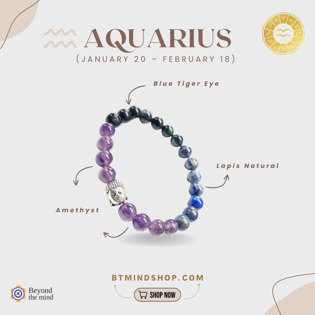 Aquarius Zodiac/ Birth Stone Bracelet