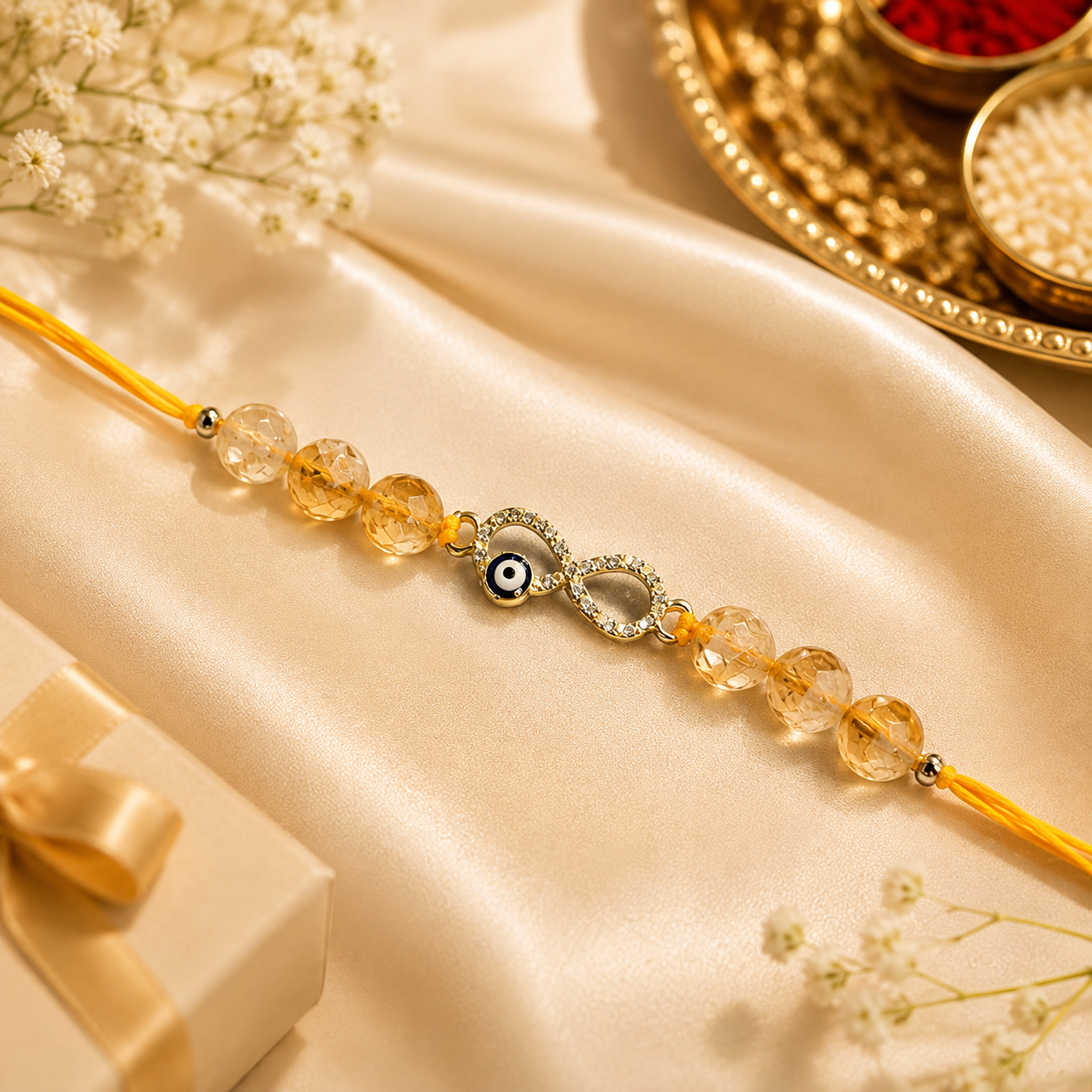 Anant Raksha Rakhi – Citrine Evil Eye Rakhi for Brother