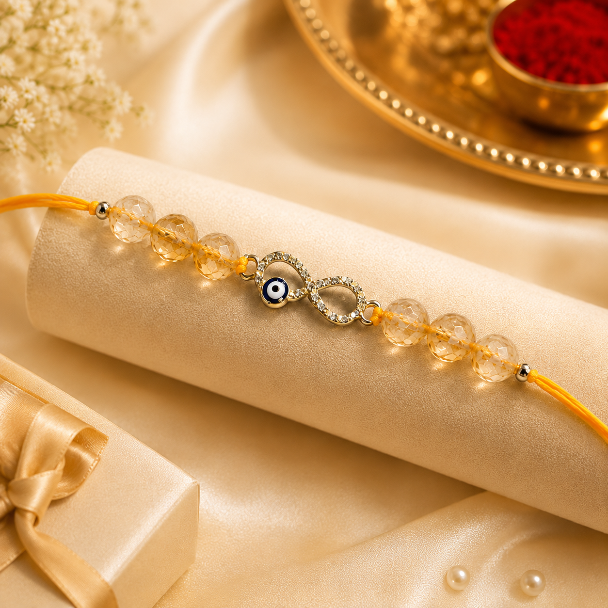 Anant Raksha Rakhi – Citrine Evil Eye Rakhi for Brother