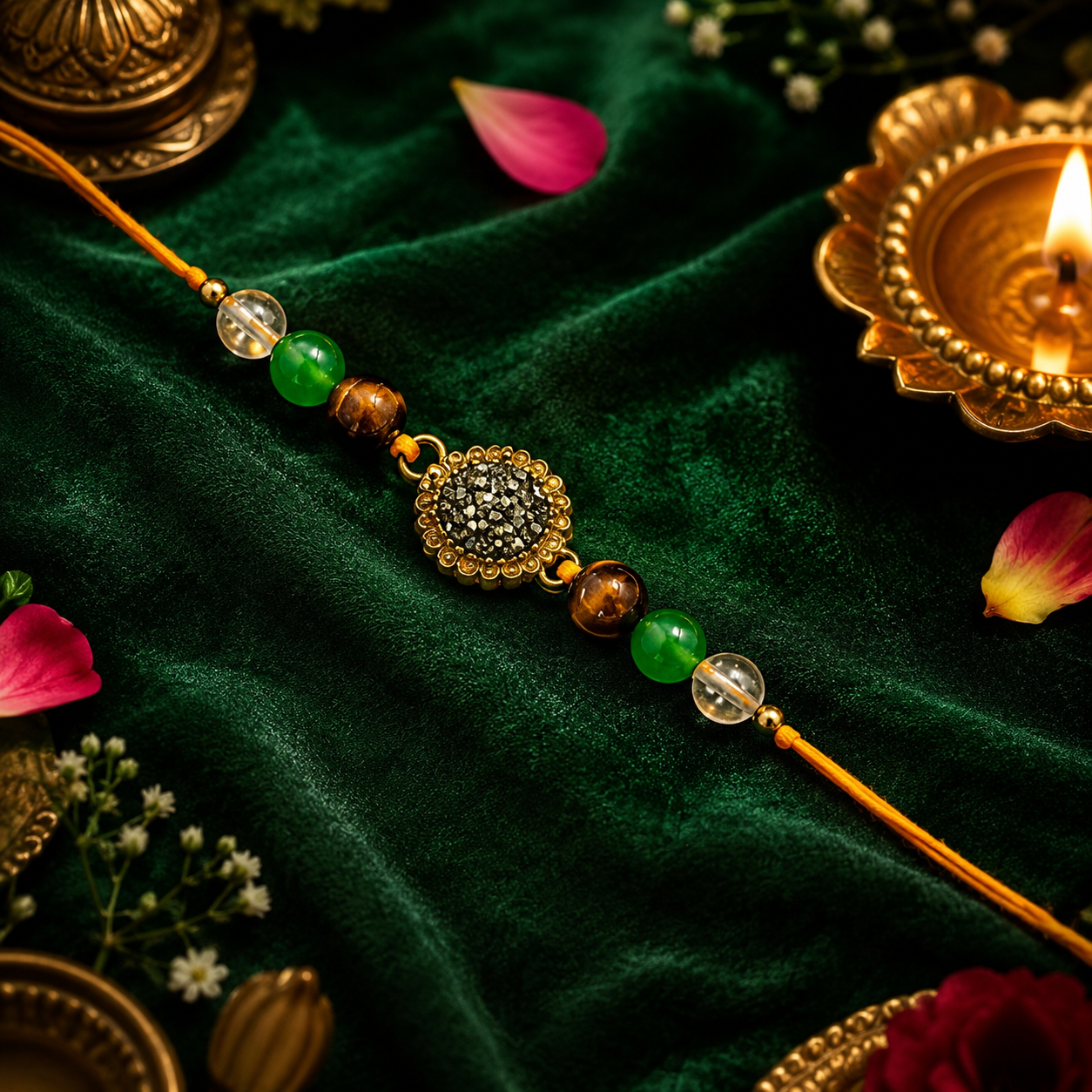 Money Magnet Rakhi – Citrine, Pyrite & Tiger Eye Rakhi