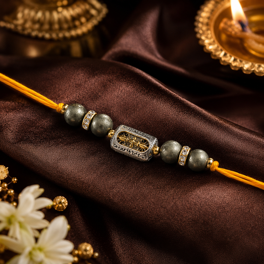 Vajra Pyrite Rakhi – Prosperity & Protection Rakhi Gift