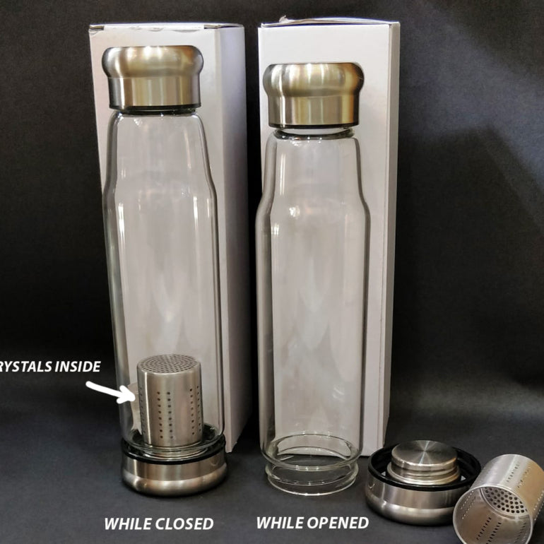 Water Bottle [Glass] – Pink Quartz (500 ML)